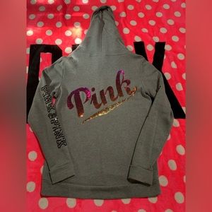 VS Pink bling ombré script full zip Sz s